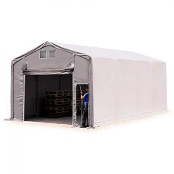 TOOLPORT 5x8m Industrial Canopy Tent, PVC 850, Grey, No Statics Package