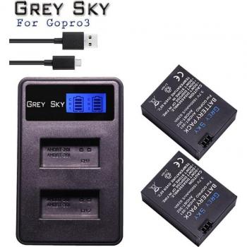 Batterie externe 1600 mAh avec double LED pour GoPro Hero 3 – 3 pièces
