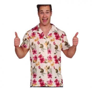 Camicia da uomo con stampa tropicale a fiori