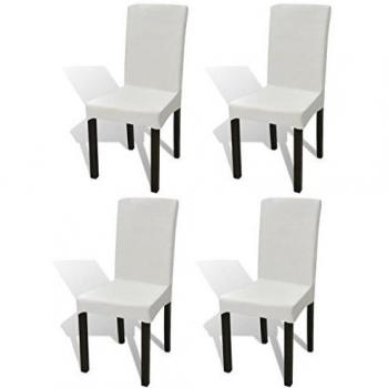 Housse de Chaise Droite Extensible 4 pcs Crème Cérémonie Fête