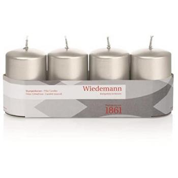 Wiedemann Kerzenstumpen 4‑Pack Silber