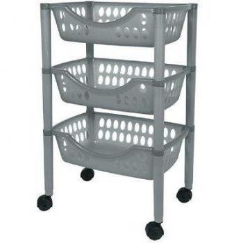 Carro verdulero Multiusos Juypal 185, 3 Pisos, Color Plateado