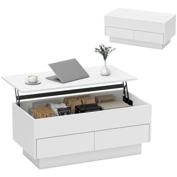 Table d’appoint pliable Homcom : tiroirs dissimulés, espace de rangement – couleur blanche