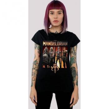 F4NT4STIC Mandalorian Collection Shirt – Damen L, Schwarzes Kurzarm‑Tee