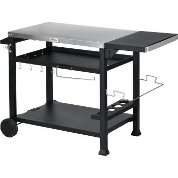 Carrito de Barbacoa con Mesa Plegable y 6 Ganchos