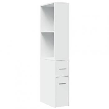 VidaXL White Engineered Wood Narrow Bathroom Cart with Wheels