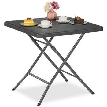 Tavolo Pieghevole Esterno Grigio, 74x78x78 cm, Arredo Giardino Effetto Legno
