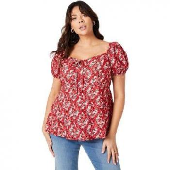 Dorothy Perkins Women's Floral Front Tie Curved Top