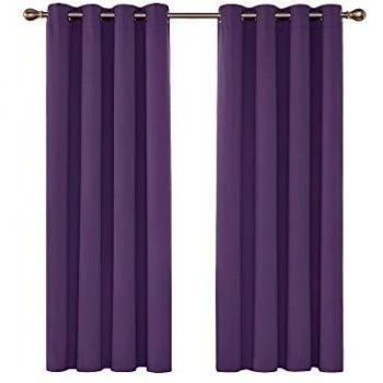 Deconovo Schlafzimmer Vorhang Ösen Dunkelviolett 138x117cm 2er Set