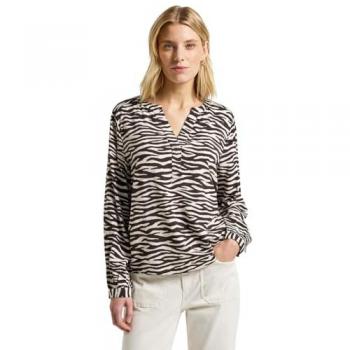 Street One Langarmbluse mit Zebra‑Muster – 44 – Braun/Blau
