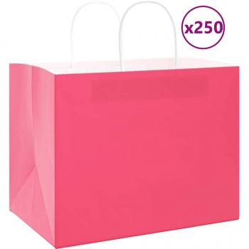Saco de Papel Kraft Rosa, 32x22x24cm – 250 unidades – VidaXL