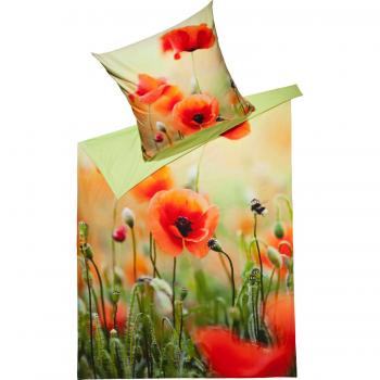 REDBEST Renforcé Wende-Bettwäsche Mohnblume 135x200 cm