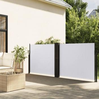 Retractable Privacy Screen Awning White 120x600 cm
