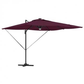 Parasol Roma Rouge Aluminium 286x285x270 cm avec LED