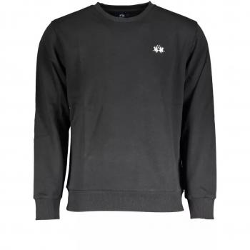 La Martina Black Embroidered Cotton Sweater