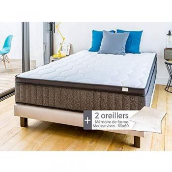 Matelas Mémoire Royal Premium 140x190 + Deux Oreillers 60x60