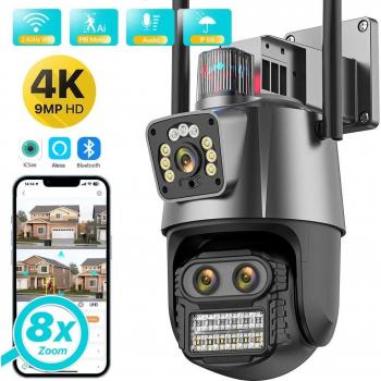 Caméra de Sécurité Extérieure 4K HD avec Zoom Hybride