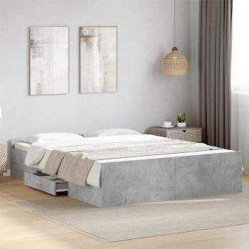 Bettgestell Holzwerkstoff Betongrau 160x200 cm
