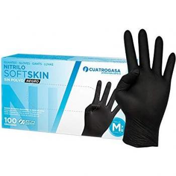 Guantes Desechables Softskin Nitrilo Negro Talla M 100 Unidades