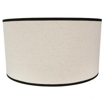 Natural Linen Drum Ceiling Pendant Shade with Black Trim