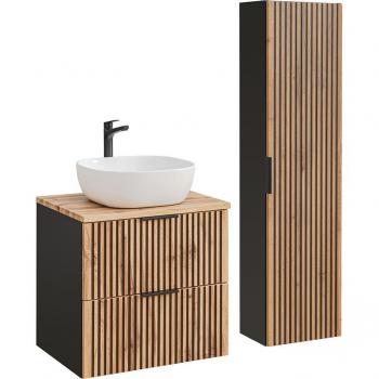 Bagno Gaia 60 cm Set Lavabo Mobili Marrone Neri
