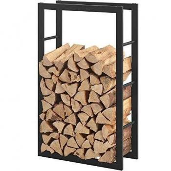Support de Rangement pour Bûches Noir 60 x 100 x 25 cm