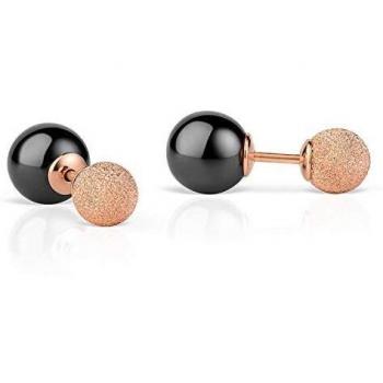 BERING Ohrstecker Edelstahl rosegoldfarben mit schwarzer Keramik-Perle