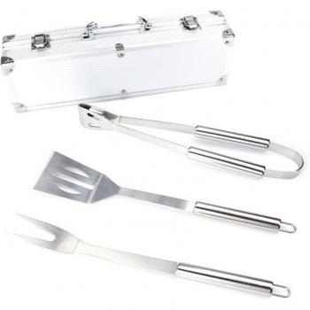 Stainless Steel 3-Piece Grill Set with Aluminum Box
