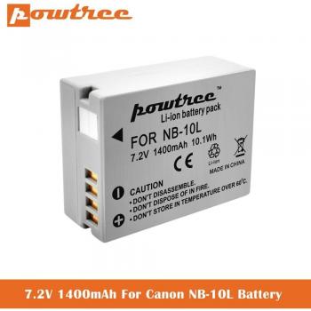 7.2V 1400mAh NB-10L Battery Pack with Dual USB Charger for Canon