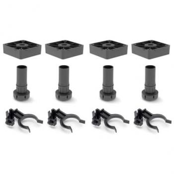 Kit Pieds Vérin Emuca – Hauteur 100 mm, Réglage 98-140 mm – Noir