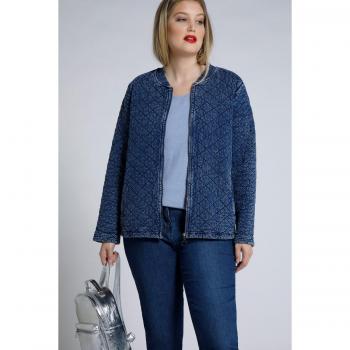 Giacca blu trapuntata con zip per donna