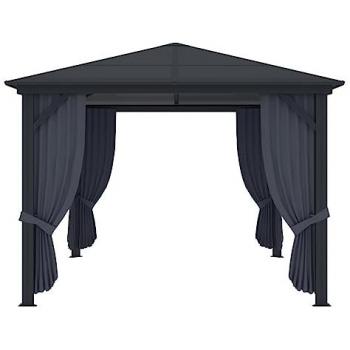 Tonnelle de jardin en aluminium 3 x 3,95 m 11,8 m² avec rideaux