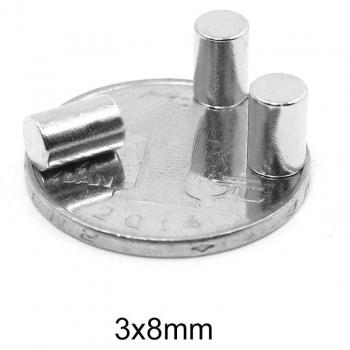 3x8 mm Strong Neodymium Magnets