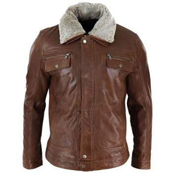 TruClothing Men’s 4XL Sheepskin Collar Jacket (Light Brown)