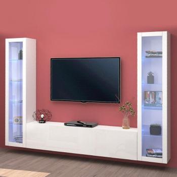 Blanc Salon 2 Vitrines – Meuble TV LivWH