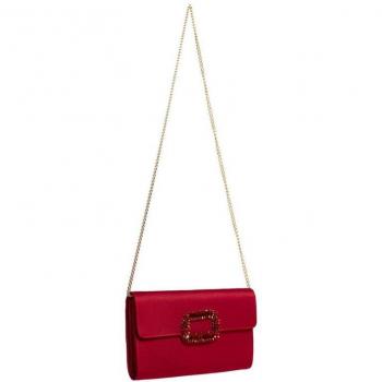 Clutch morado con solapa y strass