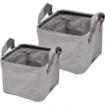 2 paniers carrés en velours anthracite – 2 tailles assorties