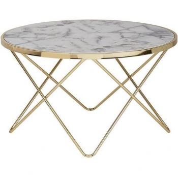 Lomadox Gold‑Marmor Beistelltisch (ca. 85/48/85 cm)