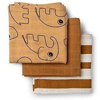 Mullwindel Deer Friends (70x70) 3er Pack in Senfgelb