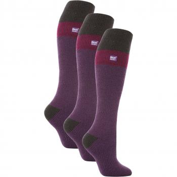 Heat Holders Thermo Knee High Ski Socks Damen – 3er Set, 2,3 TOG, lila / anthrazit, EU 37‑42
