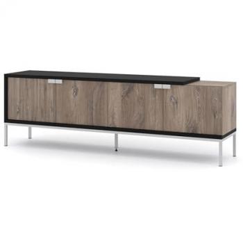 Monitore Mobile Toledo 190 cm 4D Rovere Flagstaff Nera Opaca con Cornice d’Argento
