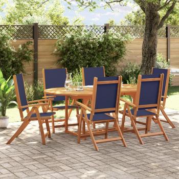 Solid Wood Acacia and Textilene 7-Piece Garden Dining Set