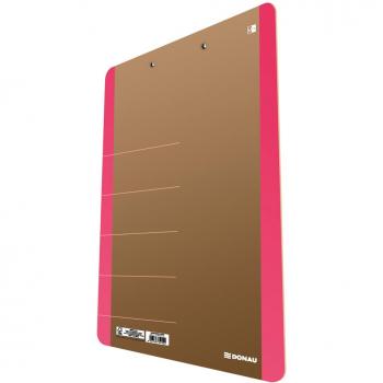 DONAU Klemmbrett A4 Neon Pink: stabile Kartonunterlage (Life)