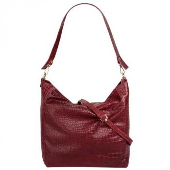 Samantha Look Shopper, rot, echt Leder, Krokodiloptik, Made in Italy