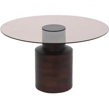 Table Basse Design Moderne Verre et Manguier 80x80x40 cm