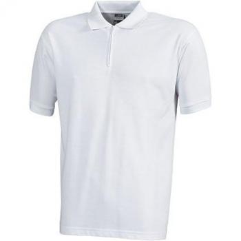 James & Nicholson Men's XL White Piqué Zip Polo – Model JN027