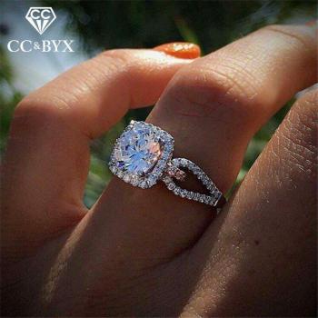CC2282 Women's Trendy Bridal Engagement Ring with Square Cubic Zirconia