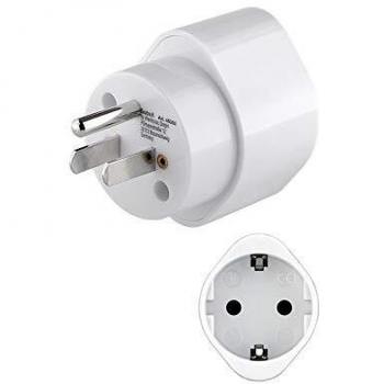 Weißen Netzadapter mit Typ F und CEE 7/4 > US/Japan-Buchse (Typ B, NEMA 5-15, 3-polig)