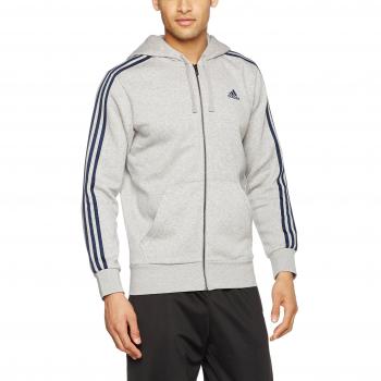 Adidas Herren Essentials Capuchonjacke 3‑Streifen – Grau & Marine – S