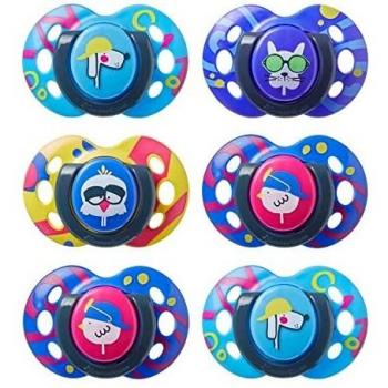 Tommee Tippee Succhietti Fun Style, 6-18 mesi, Colori assortiti, 6 pezzi, Funny Animals